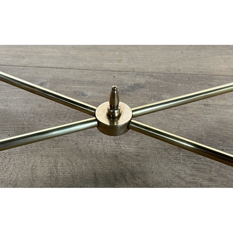 Rectangular Brass Coffee Table with Black Lacquered Glass Top, in the Style of Maison Jansen, Circa 1940