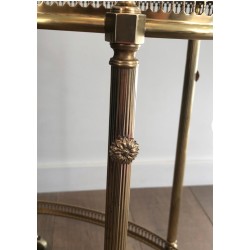 Neoclassical Style Oval Brass Drinks Trolley with Removable Top Tray by Maison Jansen, Circa 1940