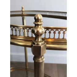 Table Roulante Ovale de Style Néoclassique en Laiton à Plateau Supérieur Amovible de la Maison Jansen, Vers 1940