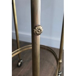 Neoclassical Style Oval Brass Drinks Trolley with Removable Top Tray by Maison Jansen, Circa 1940