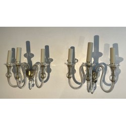 Pair of Murano Crystal Three-Arm Wall Lights | Italian Work, circa 1940