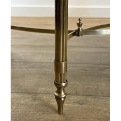 Rectangular Brass Coffee Table with Black Lacquered Glass Top by Maison Jansen, Circa 1940