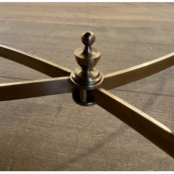 Rectangular Brass Coffee Table with Black Lacquered Glass Top by Maison Jansen, Circa 1940
