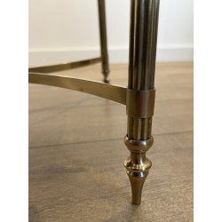 Rectangular Brass Coffee Table with Black Lacquered Glass Top by Maison Jansen, Circa 1940