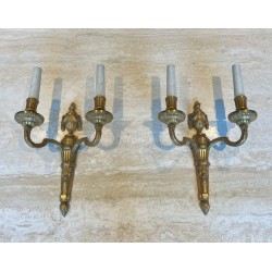 Set of Four Louis XVI Style Bronze Wall Sconces | French Work, circa 1940