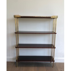 Étagère de Style Néoclassique en Acajou et Laiton, Attribuée à la Maison Jansen, Vers 1940