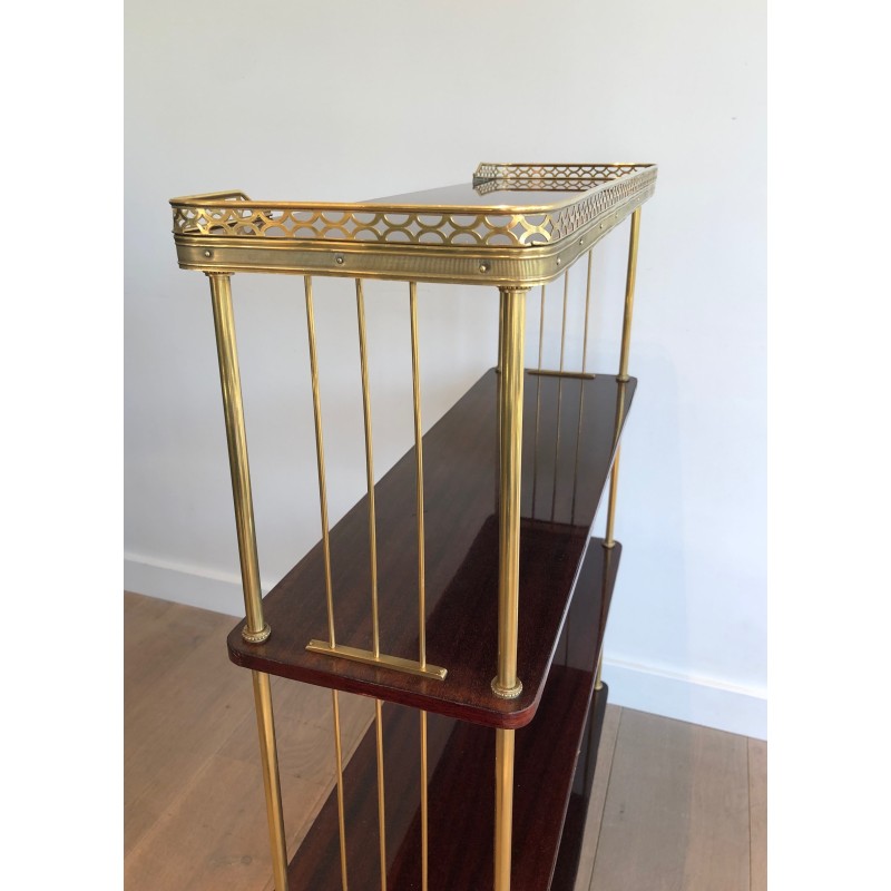 Neoclassical Style Mahogany and Brass Shelves Unit, Attributed to Maison Jansen, Circa 1940