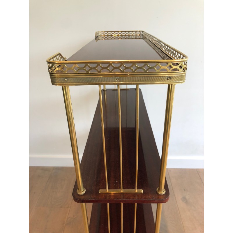 Neoclassical Style Mahogany and Brass Shelves Unit, Attributed to Maison Jansen, Circa 1940