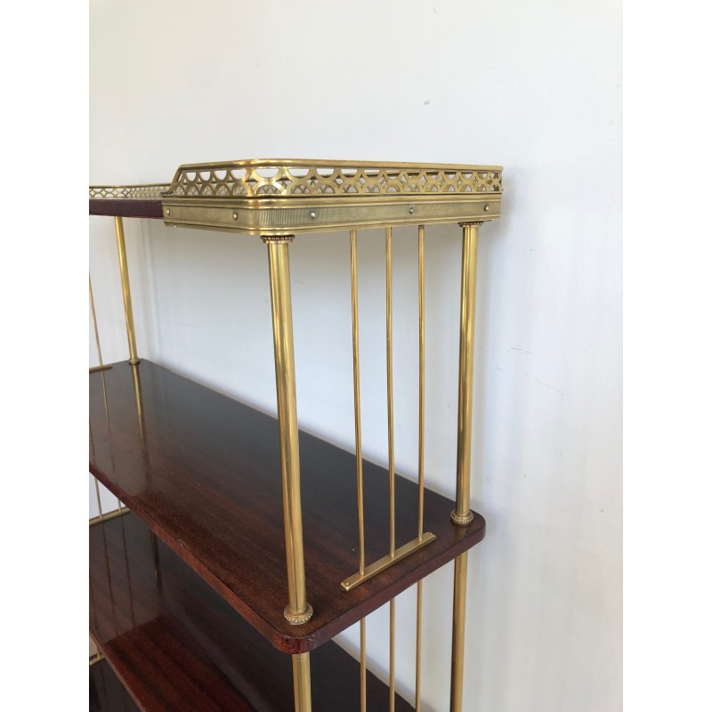 Étagère de Style Néoclassique en Acajou et Laiton, Attribuée à la Maison Jansen, Vers 1940