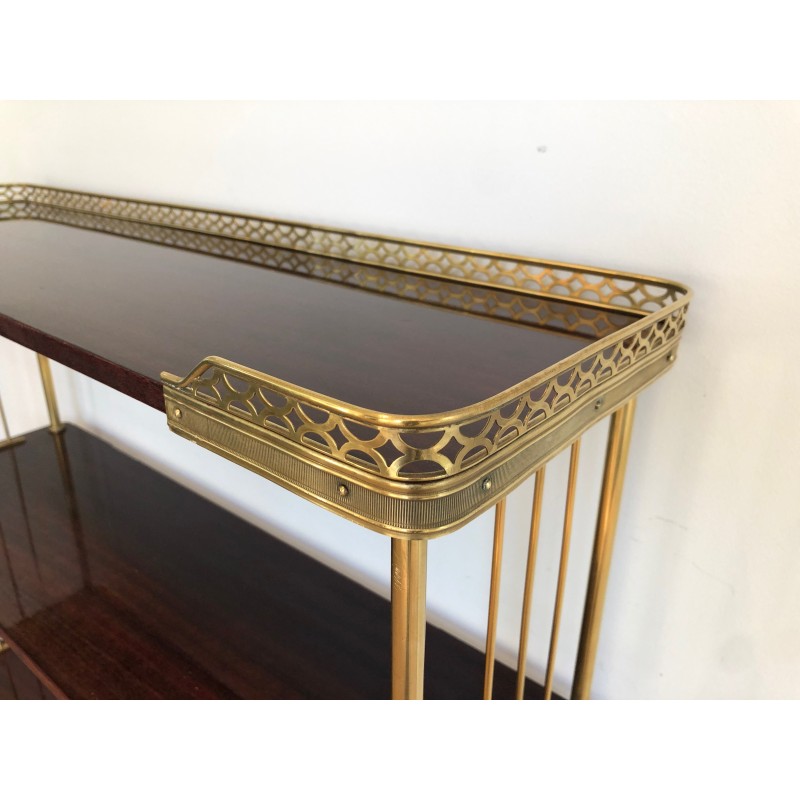 Neoclassical Style Mahogany and Brass Shelves Unit, Attributed to Maison Jansen, Circa 1940