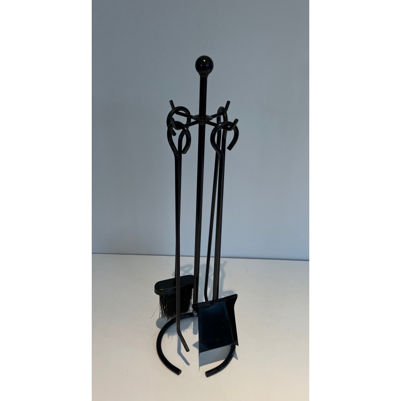 Nécessaire de Feu Design Moderniste en Métal Laqué, Travail Français, Vers 1970