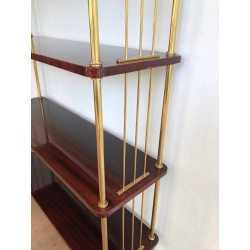 Neoclassical Style Mahogany and Brass Shelves Unit, Attributed to Maison Jansen, Circa 1940