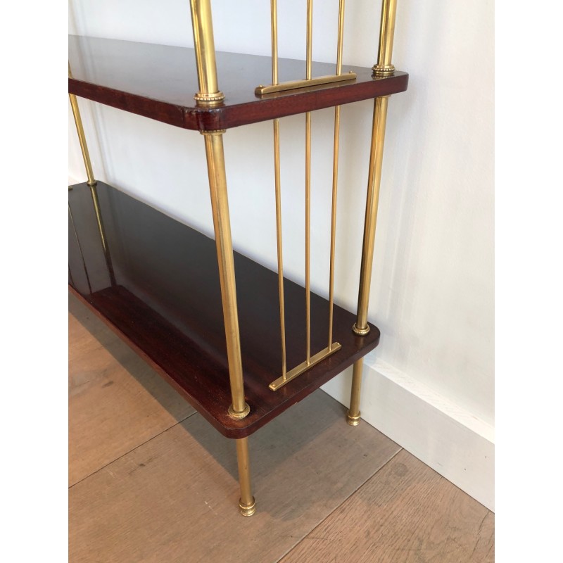 Neoclassical Style Mahogany and Brass Shelves Unit, Attributed to Maison Jansen, Circa 1940