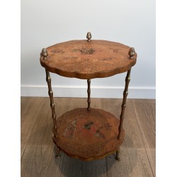 Neoclassical Style Faux-Bamboo Bronze Gueridon with Chinese Lacquer Top by Maison Baguès, Circa 1940