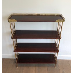 Neoclassical Style Mahogany and Brass Shelves Unit, Attributed to Maison Jansen, Circa 1940