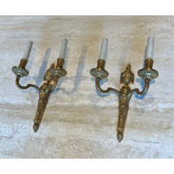 Set of Four Louis XVI Style Bronze Wall Sconces | French Work, circa 1940