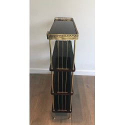 Étagère de Style Néoclassique en Acajou et Laiton, Attribuée à la Maison Jansen, Vers 1940