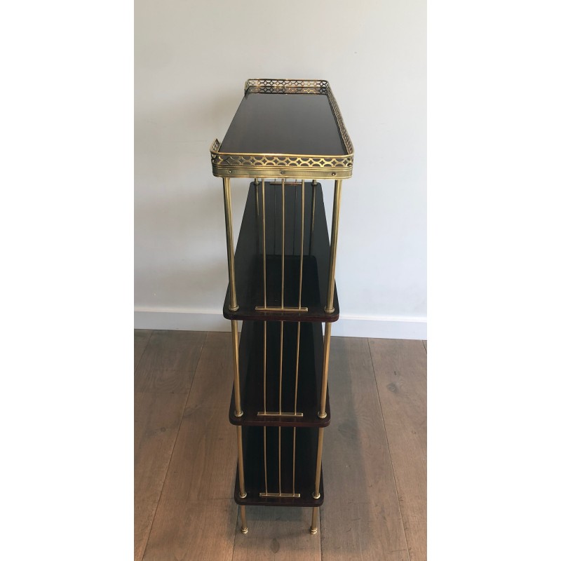 Neoclassical Style Mahogany and Brass Shelves Unit, Attributed to Maison Jansen, Circa 1940