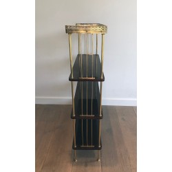 Neoclassical Style Mahogany and Brass Shelves Unit, Attributed to Maison Jansen, Circa 1940