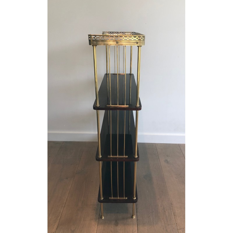 Neoclassical Style Mahogany and Brass Shelves Unit, Attributed to Maison Jansen, Circa 1940