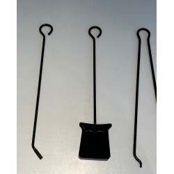 Mid-Century Modern Design Lacquered Metal Fireplace Tools Set, French Work, Circa 1970