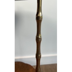 Neoclassical Style Faux-Bamboo Bronze Gueridon with Chinese Lacquer Top by Maison Baguès, Circa 1940