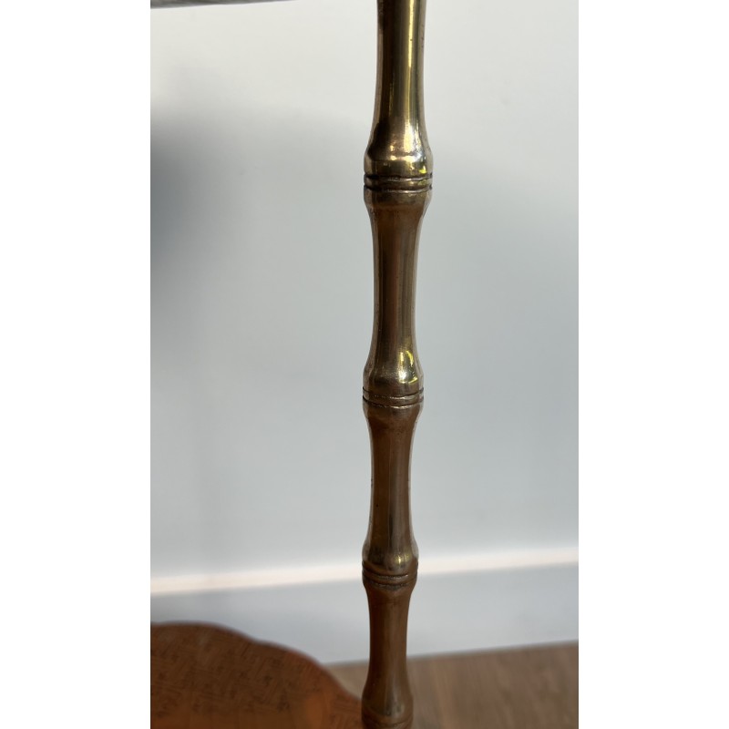 Neoclassical Style Faux-Bamboo Bronze Gueridon with Chinese Lacquer Top by Maison Baguès, Circa 1940