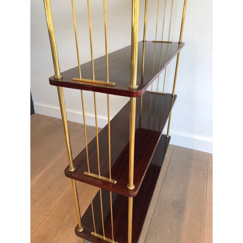 Neoclassical Style Mahogany and Brass Shelves Unit, Attributed to Maison Jansen, Circa 1940