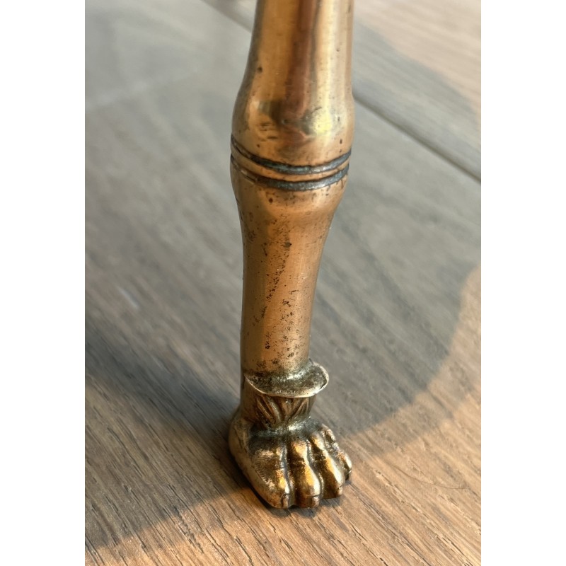 Neoclassical Style Faux-Bamboo Bronze Gueridon with Chinese Lacquer Top by Maison Baguès, Circa 1940