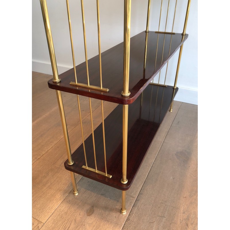 Neoclassical Style Mahogany and Brass Shelves Unit, Attributed to Maison Jansen, Circa 1940