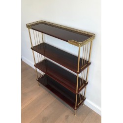 Neoclassical Style Mahogany and Brass Shelves Unit, Attributed to Maison Jansen, Circa 1940