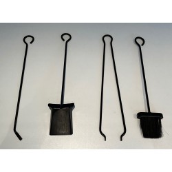 Mid-Century Modern Design Lacquered Metal Fireplace Tools Set, French Work, Circa 1970