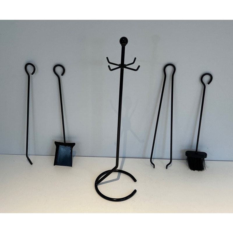 Nécessaire de Feu Design Moderniste en Métal Laqué, Travail Français, Vers 1970