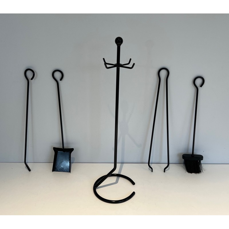 Nécessaire de Feu Design Moderniste en Métal Laqué, Travail Français, Vers 1970