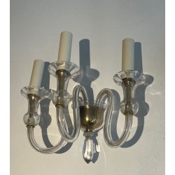 Pair of Murano Crystal Three-Arm Wall Lights | Italian Work, circa 1940