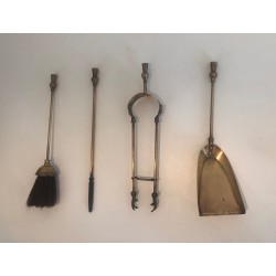 Neoclassical Style Brass Fireplace Tools Set, Pineapple Model, in the Style of Maison Jansen, Circa 1970