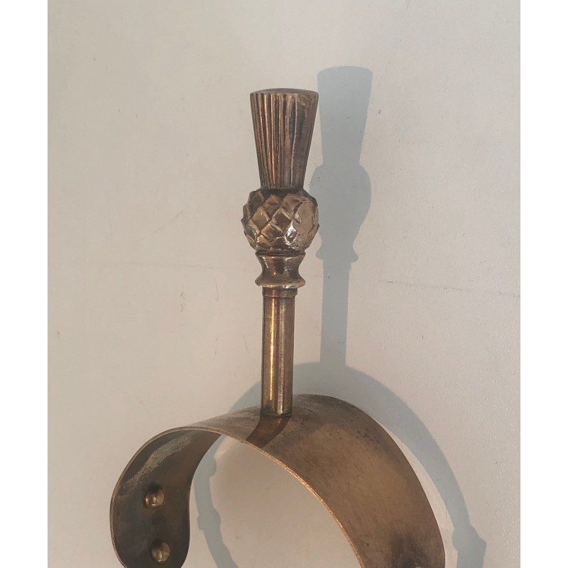 Nécessaire de Feu en Laiton de Style Néoclassique, Modèle Ananas, dans le Goût de la Maison Jansen, Vers 1970