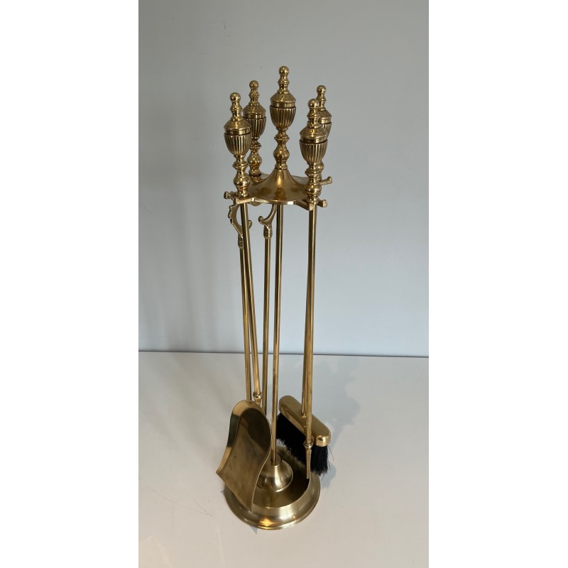 Nécessaire de Feu de Style Néoclassique en Laiton, Travail Français, Vers 1940