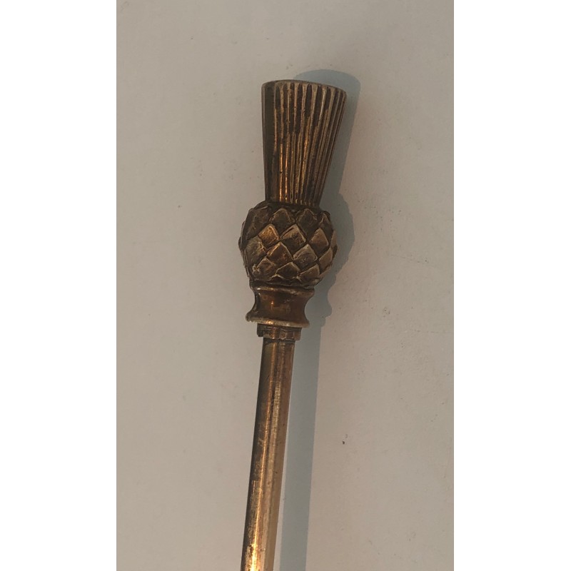 Neoclassical Style Brass Fireplace Tools Set, Pineapple Model, in the Style of Maison Jansen, Circa 1970