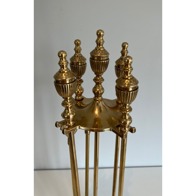 Nécessaire de Feu de Style Néoclassique en Laiton, Travail Français, Vers 1940