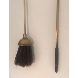 Neoclassical Style Brass Fireplace Tools Set, Pineapple Model, in the Style of Maison Jansen, Circa 1970