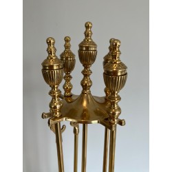 Nécessaire de Feu de Style Néoclassique en Laiton, Travail Français, Vers 1940