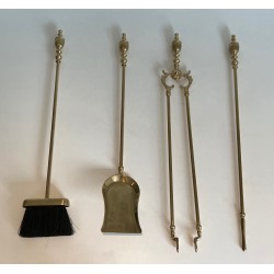 Nécessaire de Feu de Style Néoclassique en Laiton, Travail Français, Vers 1940