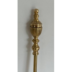 Neoclassical Style Brass Fireplace Tools Set, French Work, Circa 1940