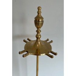 Neoclassical Style Brass Fireplace Tools Set, French Work, Circa 1940