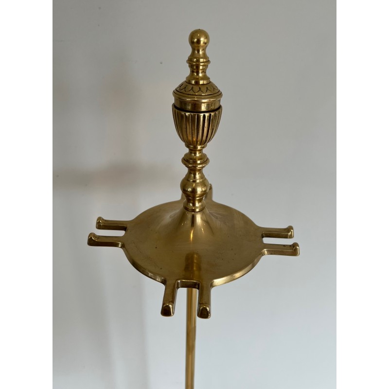 Neoclassical Style Brass Fireplace Tools Set, French Work, Circa 1940