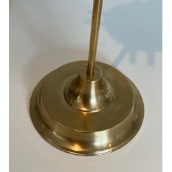 Neoclassical Style Brass Fireplace Tools Set, French Work, Circa 1940