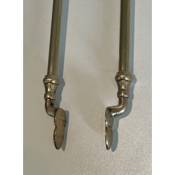Neoclassical Style Brass Fireplace Tools Set, French Work, Circa 1940