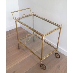 Neoclassical Style Brass Drinks Trolley with Removable Trays by Maison Jansen, Circa 1940