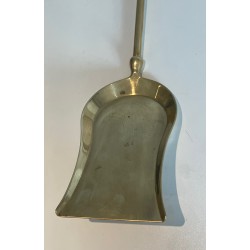 Neoclassical Style Brass Fireplace Tools Set, French Work, Circa 1940